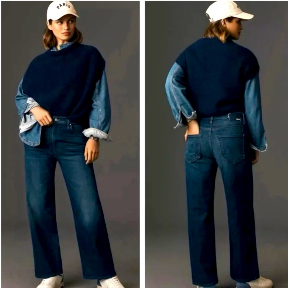 MOTHER The Dodger Flood Wide Leg Dark Wash